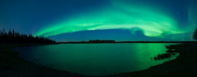 Aurora -Stars -Meteor -Lake -Alaska